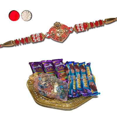 "Rakhi - FR- 8210 A (Single Rakhi), Choco Thali - code RC09 - Click here to View more details about this Product